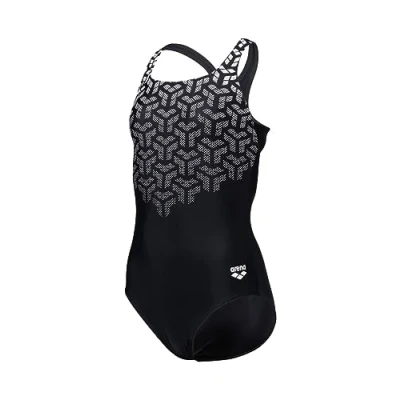 Image of Arena Feel Girls&#039; Kikko V Swim Pro Back Swimsuit Black White