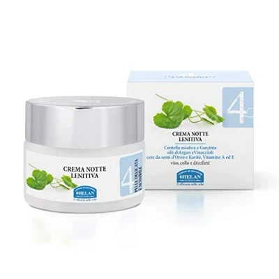 Image of Helan Linea Viso 4 Soothing Face Moisturiser for Night Skincare Routine, Nourishing Cream and Sensitive Skin with Vitamin E &amp; A, Argan Oil Shea Waxes Made in Italy, 50 ml