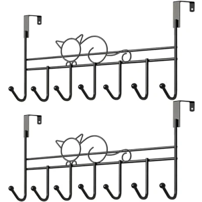 Image of WBDXWB Over The Door Hook, Hanger for Coat, Towel, Bag, Robe (2 Pack, Black)