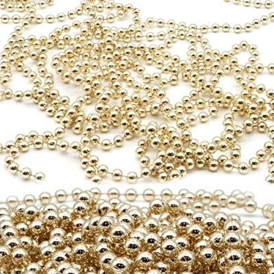 Image of HOVUK® 10M Shiny Bead Garland, Shatterproof Rosegold Chain, Plastic Pearl Beads Christmas Traditional Luxury Tree Decoration