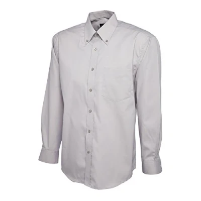 Image of Mens Pinpoint Oxford Full Sleeve Shirt Charcoal 3XL
