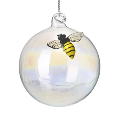 Image of Heaven Sends Pearlised Bauble with Bee Christmas Tree Decoration