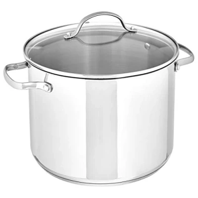 Image of Amazon Basics Stainless Steel Stock Pot with Lid, 7.6 Litre, Silver