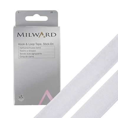 Image of MILWARD Hook and Loop Tape, Stick On, White, 1m x 20mm