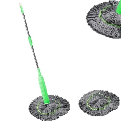 Image of VIUXL 2 in 1 Dehydrated Mop, Self Wringing Twist Mops, Floor Spin Mop System with Wringer Set, 360 Degree Round Wall Cleaning for House Bathroom (Mop+replacement Head)