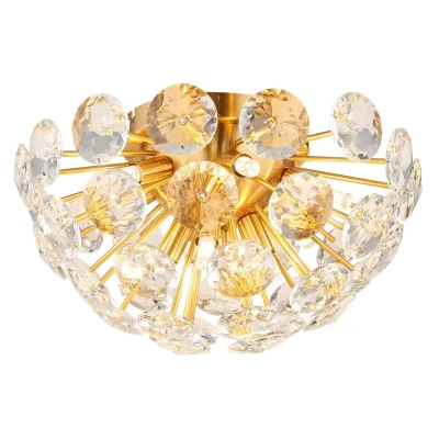 Image of Virina Ceiling Light Gold Colors K9 Crystals 10x G9