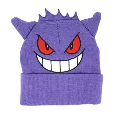 Image of Bioworld Pokemon Gengar Embroidered Cuff Beanie Cap Hat One size Licensed New Purple,