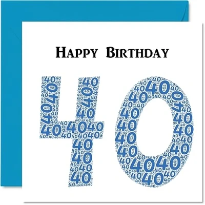 Image of Fun 40th Birthday Cards for Men Shapecloud Happy Card Dad Mum Brother Sister Grandad Nanny Grandma Uncle Auntie, 145mm x Greeting Cards,