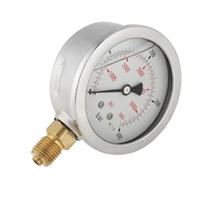 Image of Hydraulic Pressure Gauge, 0 400BAR 5800PSI G1/4 63mm Dial Gauge Meter
