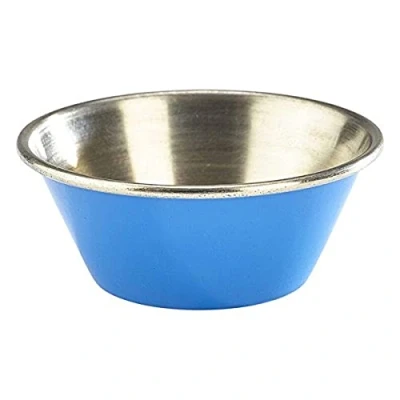 Image of Genware NEV RAMST115BL Stainless Steel Ramekin, 1.5 oz., Blue