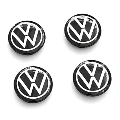 Image of Volkswagen 10A071213 Wheel Hub Caps (Pack of 4) Dynamic VW Logo Trim