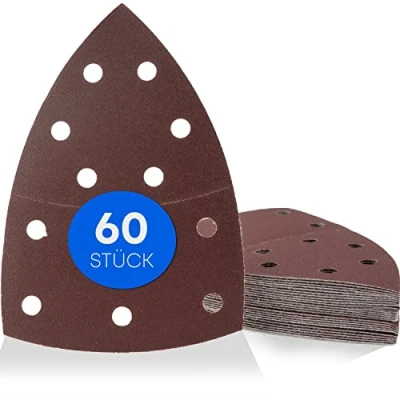 Image of Prio Sanding Triangles / 11 Hole 105 x 152 mm 10 Grit 40 60 80 120 180 240 for Multi Sander Sheets Triangular Pads Sandpaper Pack of