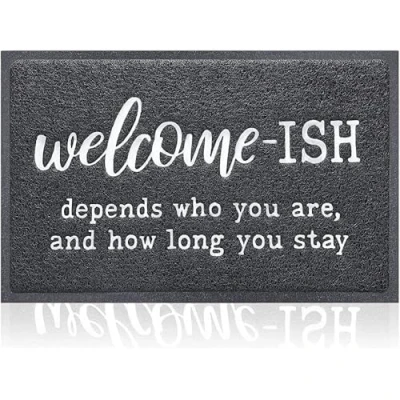 Image of Welcome Mats Front Door Mat Indoor Back Funny ish Depends Who You are and How Long Stay Entrance Decor for Home Farmhouse (Beige,16x24 inch)