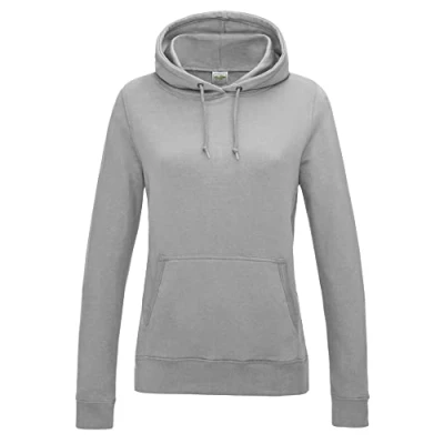 Image of AWDis Women&#039;s Girlie College Hoodie, Grey (Heather Grey), 14 (Manufacturer Size:Large)