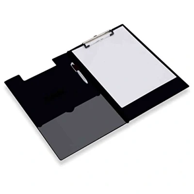 Image of Rapesco Clipboard Fold Over with pockets and Pen Holder Foolscap black Ref VFDCB0B3