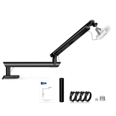 Image of NEEWER Microphone Stand, Low Profile Damped Mic Holder Boom Arm Desk Mount with Ball Head &amp; 3/8&quot; 5/8&quot; Adapters Compatible Blue Yeti Snowball HyperX QuadCast SoloCast Shure, Max Load 3.3 lb, MS007
