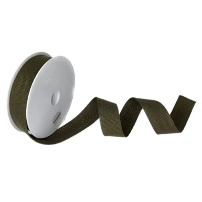 Image of Trimz Cotton Webbing, Dark Olive, 25mm x 5m