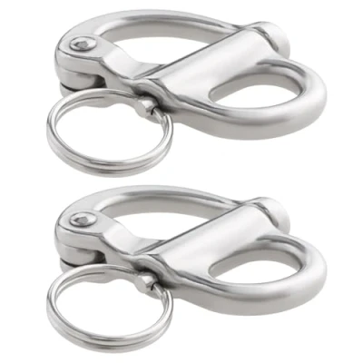 Image of ECSiNG 2pcs 52mm Fixed Snap Shackle 316 Stainless Steel Eye Quick Release for Marine Boat Trucks Van Caravan Trailers