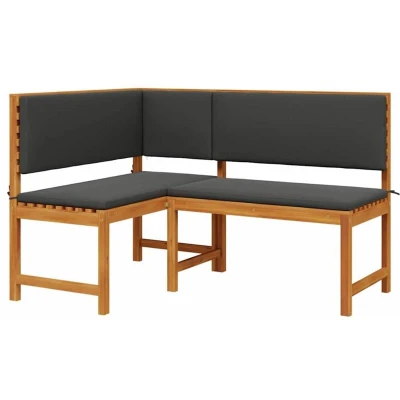 Image of vidaXL Anthracite L Shaped Modular Outdoor Sectional Sofa Solid Acacia Wood Patio Garden Furniture with Cushions