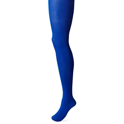 Image of Pretty Polly Women&#039;s Curves 60d Plush Opaque Ti Tights, 60 Denier, Blue (Blue), XXL