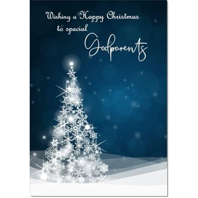 Image of doodlecards Godparents Christmas Card Blue Abstract Tree Large A4 Size for with Plain Envelope