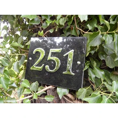 Image of Large Black Granite &amp; Chrome House Number Plaque 100 to 999 Available 250mm x 200mm Next Day Dispatch