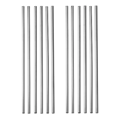 Image of GRAEWE Stainless Steel Drinking Straws Set of 12 Straight Silver