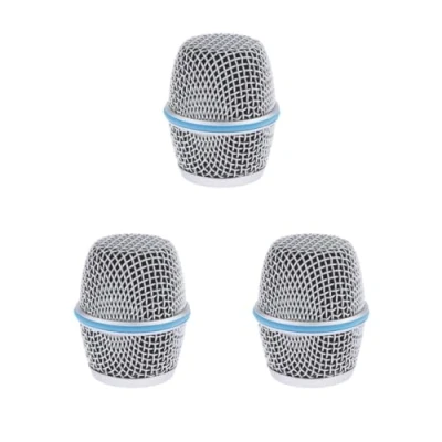 Image of 3 set Replacement Blue Steel Mesh Microphone Grill Head Parts Accessory BETA 87A, Silver