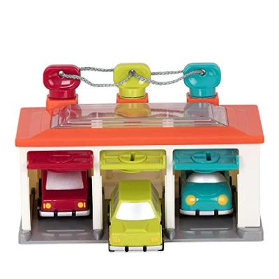 Image of Battat 3 Car Garage 5 Pieces Shape Sorting with Keys and Toy Cars for Toddlers 2 Years + (BT2633Z)