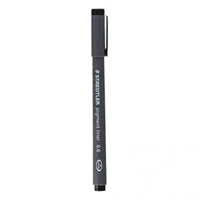 Image of STAEDTLER 308 06 9 Pigment Liner Fineliner Pen for Writing &amp; Technical Drawing Black, 0.6mm (Box of 10)