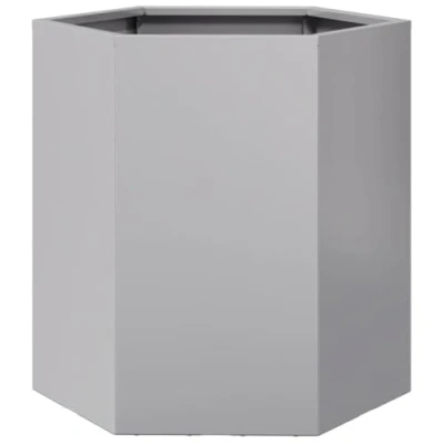 Image of vidaXL Hexagon Galvanized Steel Garden Planter Outdoor Flower Pot, Raised Design, Open Bottom, Sturdy, Silver (46x40x45 cm)