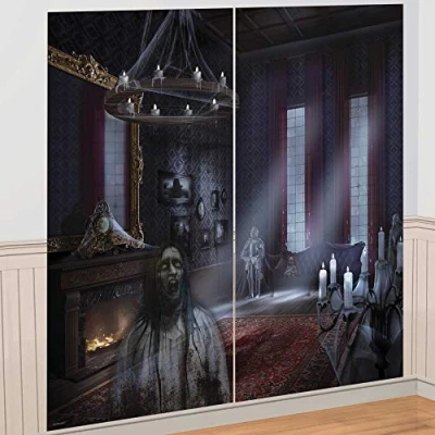 Image of Amscan 670946 Halloween Dark Manor Scene Setter Wall Decorations 82cm x 1.65m