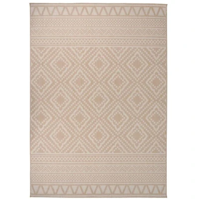 Image of vidaXL Outdoor Flatweave Rug 140x200 cm Brown Stripes
