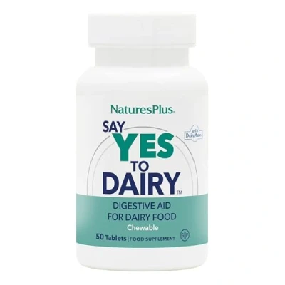 Image of NaturesPlus Say Yes to Dairy Natural Lactase Enzyme Supplement, High Strength, Lactose Intolerance Relief Gluten Free, Vegan 60 Chewable Tablets