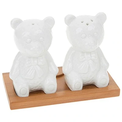 Image of White Bamboo Teddy Salt &amp; Pepper Set