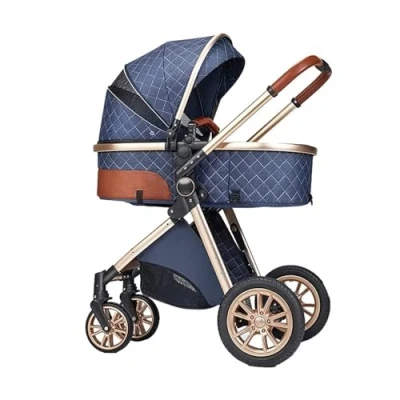 Image of Baby Stroller 3 in 1 for Newborn and Toddler, Reversible Bassinet Newborn, High Adjustable Luxury B
