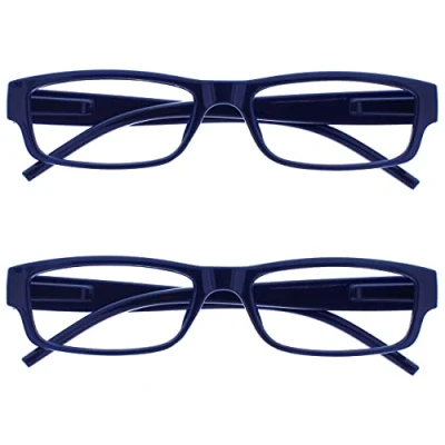 Image of OPULIZE, Reading Glasses Blue Black Lightweight Comfortable Readers Value 2 Pack Mens Womens RR32 3 +2.00