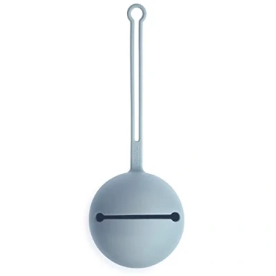 Image of Mushie Dummy Holder Pacifier Case Storage with Strap Fit up to 3 Dummies Made of Non Toxic Food Grade Silicone Dishwasher Safe for Easy Cleaning Suitable All Pacifiers (Powder Blue)