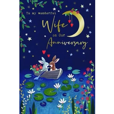 Image of Paperlink Artistic &#039;Happy Anniversary Wife&#039; Card Woodland Wonders Gold Foil Finish (Wife)