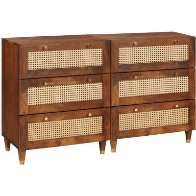 Image of Sideboards 2 pcs Brown 60 x 33.5 75 cm Solid Mango wood vidaXL