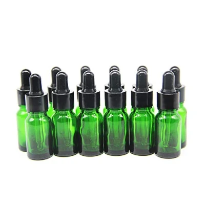 Image of Yizhao Green Glass Dropper Bottles 5ml, with Pipette Dropper, for Essential oil, Aromatherapy, Laboratory, Massage, Makeup, Mixing, Travel 12Pcs
