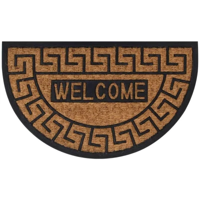 Image of vidaXL Door Mat Half Round 45x75 cm Rubber and Coir
