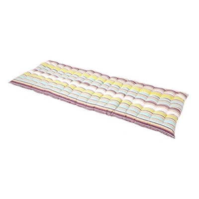 Image of HOMESCAPES Green Stripe Garden Bench Cushion 3 Seater Seat Pad for Patio Furniture Kitchen or Dining Indoor &amp; Outdoor Use Comfortable 100% Cotton “Osaka Style Thick 143 cm Wide