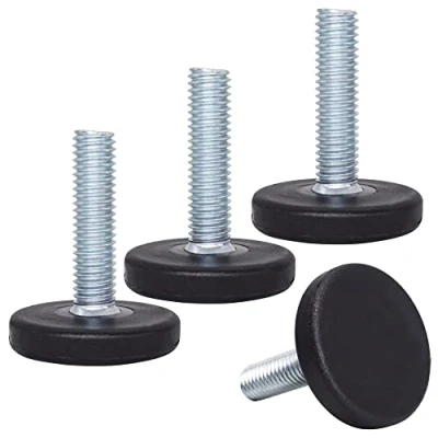 Image of SKIR&#039;CO 4 pcs, Furniture Leveling Feet M8 x 30 mm, Adjustable Metal Round Legs, Threaded Stem, Leveler Glide Foot
