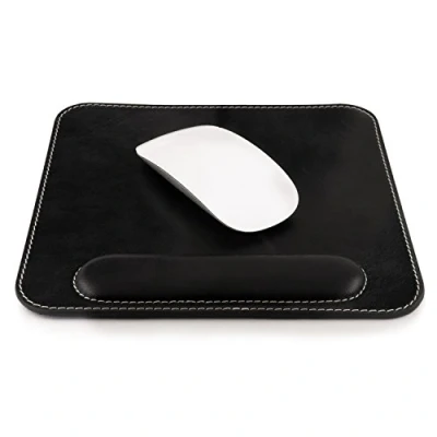 Image of LONDO Genuine Leather Mousepad with Wrist Rest (Black)