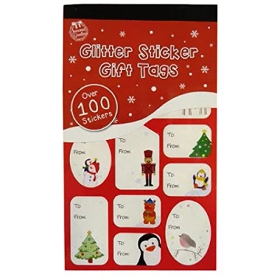 Image of Christmas Colour and Silver Glitter Gift Tags Book Over 100
