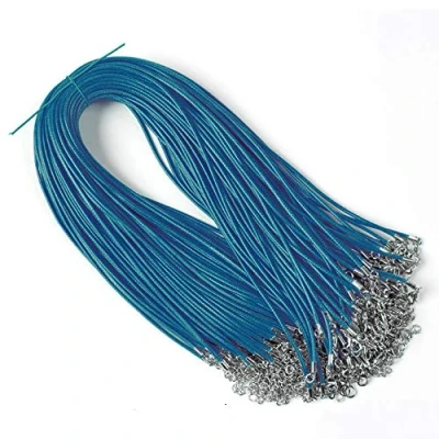 Image of RAYLINE DO Raylinedo® 20 Pieces 18 inch Wax Cord Necklaces 1.5mm Blue Braided Imitation Leather Rope Necklace Chain with Lobster for DIY Jewelry Making