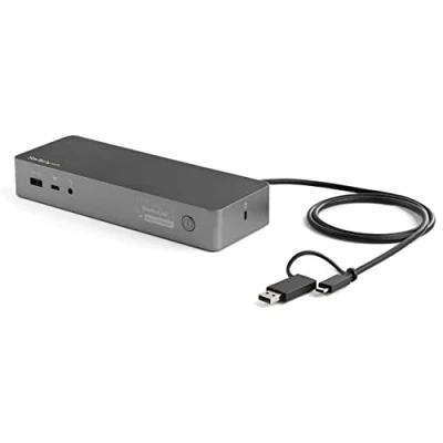 Image of StarTech.com Universal Laptop Docking Station, Hybrid USB C/USB A Dock, Dual 4K DP/HDMI, 100W PD, Mac/Windows/Chrome OS, NIC