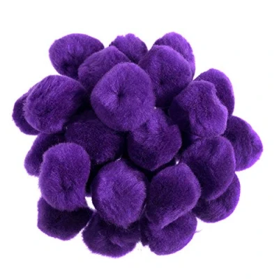 Image of 100 Purple 25mm or 1in Craft Pom Poms Pompoms for Crafts