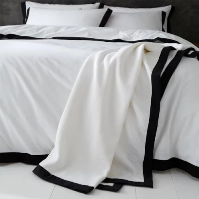 Image of Style Sisters Monochrome Waffle Cotton 150x220cm Blanket Throw White/Black